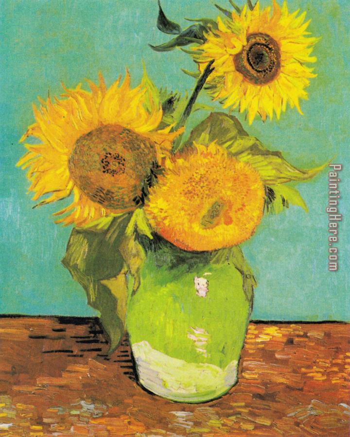 Vincent van Gogh Three Sunflowers in a Vase
